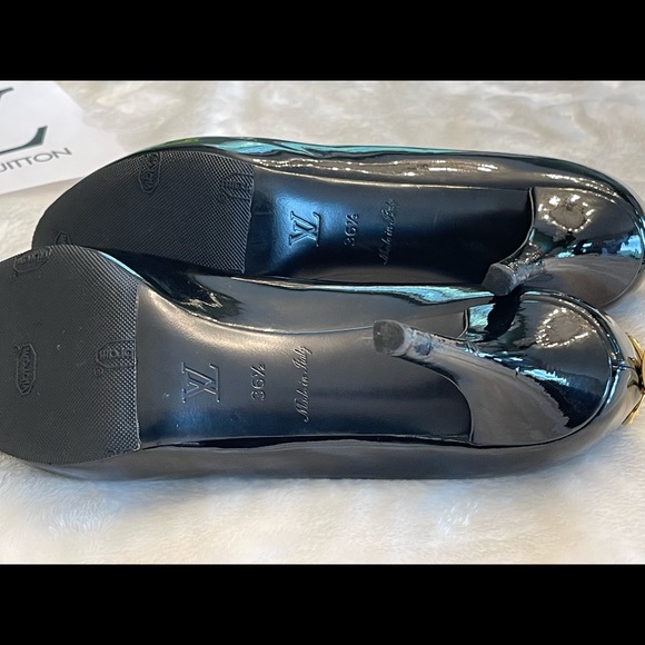 LOUIS VUITTON LV Black Patent Leather Oh Really Peep-toe Pumps Sandals - Picture 6 of 9